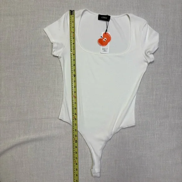 Cider Women’s XL White Thong Bodysuit NWT Ribbed Snap Crotch Summer Sexy - Picture 9 of 9
